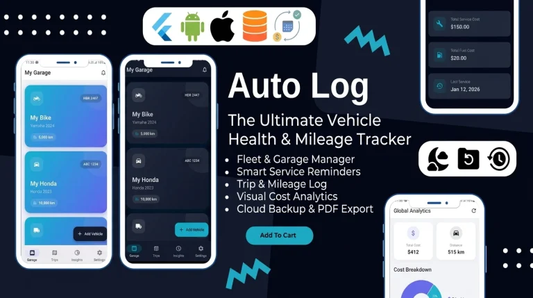 AutoLog is a premium, offline-first Flutter app template engineered for individuals, freelancers, and small business owners by Stacklyn Labs